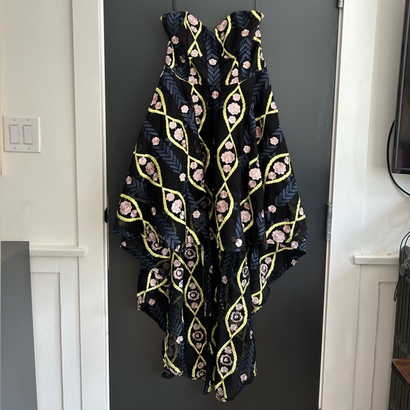 Floral lace dress & neon yellow over-the-knee boots - Picture 2 of 10